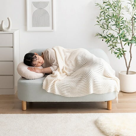 ソファー かわいい 丸 ベッド ロー フロア テーブル 一人暮らし クッション付き 小さめ リビング 二人掛け 2人 2P 丸 ラウンド型 幅119 I字 肘なし アームレス 脚付