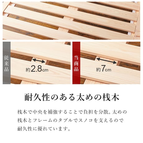 シングルベッド WB-7721S 木製 檜 ヒノキ ひのき 床下収納 天然木 ロングベッド 調湿 抗菌 防虫 新生活 ベッドフレーム ローベッド 和室 フロアベッド スリム コン