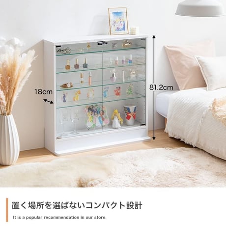 段差式 コレクションボードコレクションケース コレクション収納 キュリオケース コレクションラック 展示棚 展示ケース ガラス棚 背面ミラー フィギュア 完成品 木製 木目調 ブラ