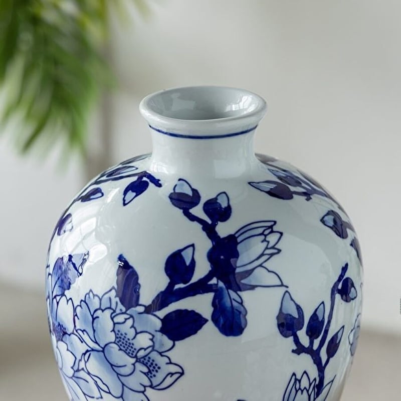 シノワズリ・花瓶・磁器・WH/BL ホワイト ブルー | PLUS-ONE-KAGU公式