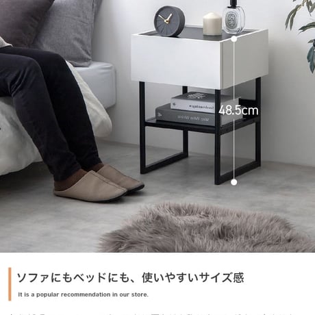 サイドテーブル チェスト キャビネット 収納棚 サイドラック スクエア 引き出し 棚 トレイ型天板 収納付き ナイト ミニ 幅35 ベッドサイド ソファサイド 寝室 リビング ダイニング 横 ディス