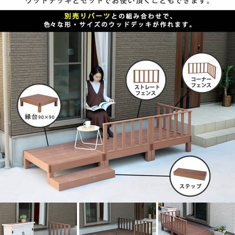 人工木ウッドデッキ ecofeel エコフィール ステップ 2台セット PWDE-STP90-2P 敬老の日