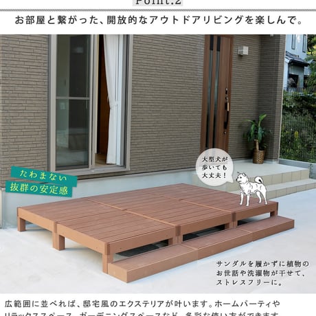 人工木ウッドデッキ ecofeel エコフィール 2台 ステップセット PWDE-2P-STP