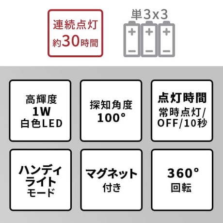 コンパクト 三脚センサーライト 災害 コンパクト センサーライト ライト センサー 三脚 人感センサー 防雨 柱 物干し竿 マグネット ランタン 防災 避難時 避難 社内灯 停電