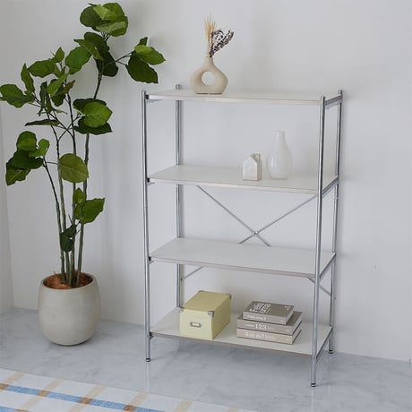 収納家具 ラック スチール メタル製 白 おしゃれ 棚 収納棚 頑丈 スリム 収納 スチールシェルフ 幅80 4段 奥行38 隙間収納 省スペース オープン オープンシェルフ グレー ベージュ ホワ