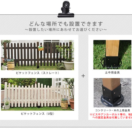 ピケットフェンス ストレート基本セット 平地用 フェンス 木製フェンス ピケフェンス 天然木製 ガーデンフェンス ガーデニング 枠 柵 仕切り 目隠し