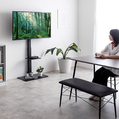 テレビスタンド テレビ台 ラック ボード 壁寄せ tv 壁掛け 脚 スリム 薄型 コーナー ハイ ミドル 幅65 高さ調節 調整 首振り 角度 無段階 棚付き 32インチ 40 5