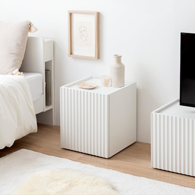 ホワイトサイドテーブル 収納付き サイドテーブル ナイトテーブル おしゃれ 幅35 高さ40 チェスト