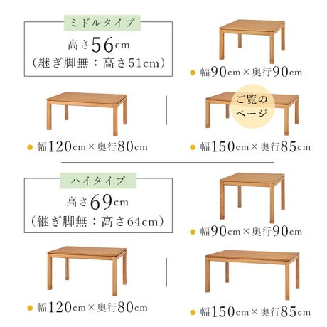 リビングコタツ シェルタK150-M ミドルタイプ こたつ 幅150×85cm 長方形 継ぎ脚付き 高さ調節 こたつ本体のみ ダイニングこたつテーブル 単品 天然木 木目調 北欧