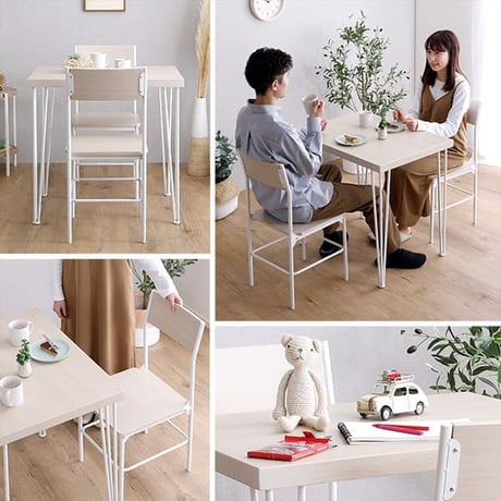 さわやかな背もたれ付きオシャレダイニング3点セット BFR-3--WOK ホームテイスト ダイニングテーブル さわやか ホワイトテーブル チェア 背もたれ付き 2人掛け 3点セット