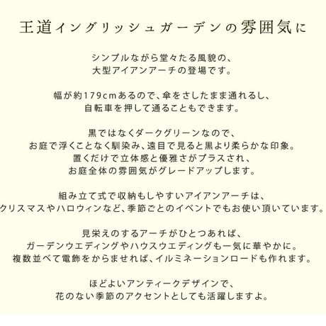 ワイドアイアンアーチ  ダークグリーン アイアン アーチ 門 木製 バラ 薔薇 フェンス おしゃれ 小型 北欧 ガーデニング 屋外 家具 ツタ 蔦 エントランス エクステリ