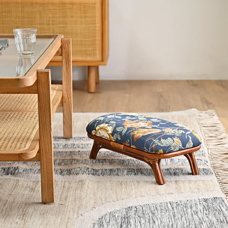 アジアン家具 ラタン 座椅子 1脚 2色展開 イエロー ネイビー 籐製 クッション 軽い 和風 和モダン 家具 和室 リビング 父の日 敬老の日 誕生日 プレゼント 母の日 敬老の日 来客用 旅館
