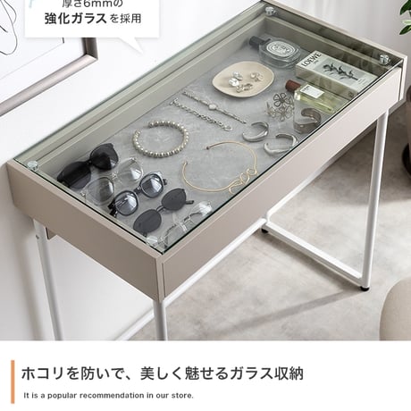 デスク 机 パソコンデスク チェアセット テーブル ディスプレイ ガラス 収納 引き出し 可愛い 1人暮らし ワンルーム 化粧品 ドレッサー 勉強机 大理石調 マーブル ストーン サロン 幅80 コ