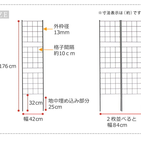 アイアンフェンス 高さ176 スリム「グラフ」 2枚組  フェンス アイアン ガーデンフェンス ガーデニング 枠 柵 仕切り 目隠し 境目 クラシカル アンティーク 格子