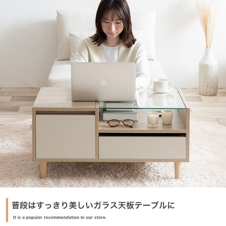 ディスプレイ収納付き ドレッサーテーブル ガラステーブル 幅75cm 化粧品収納 アクセサリーケース コスメ メイクボックス ノートパソコンデスク リビング おしゃれ シンプル モダン 韓国風 一人