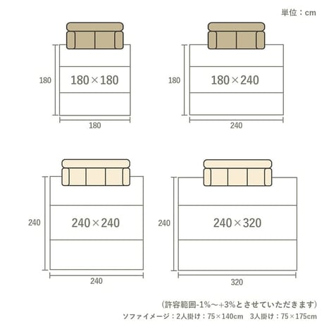い草ボリュームラグ カーペット シルフ 240×240cm