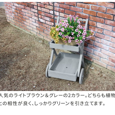 天然木製ワゴン型プランタースタンド FW72