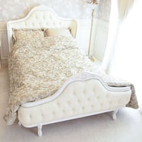 女王様のベッド ホワイト ベッド マホガニー家具 アンティーク インテリア 家具 すのこベッド お城 お姫様 睡眠 寝具 ベッドフレーム