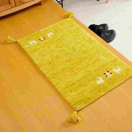 玄関マット 室内 50x80cm ミニラグ ホノカ 6色対応 玄関 ラグ おしゃれ 屋内 ウール100％ ラグマット ウールラグ 長方形 ギャッベ 手織り 防炎 オールシーズン シンプル 50×80