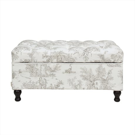 ジェニファーテイラー ベンチ 収納付き Toile de Jouy トワル ド ジュイ ロココ調 アンティーク調 ヨーロピアン クラシック インテリア ファブリック 布 エレガント おしゃれ 輸入家