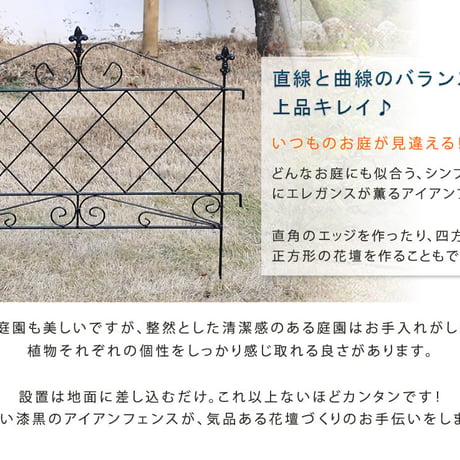 アプローチローフェンス 8枚組 フェンス アイアン ガーデンフェンス ガーデニング 枠 柵 仕切り 目隠し 境目 クラシカル アンティーク トレリス ベランダ つる 薔薇