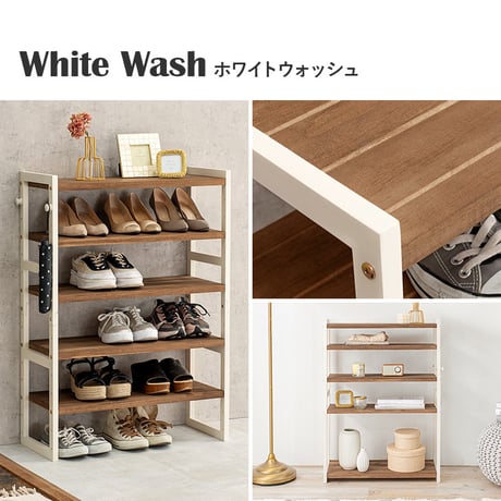 シューズラック MSS-6711 棚5段/ロータイプ 幅65×奥行28×高さ92cm ラック 可動棚 高さ調整 最大18足収納 フック2個付 天然木 サンダル ブーツ 靴 選べる1