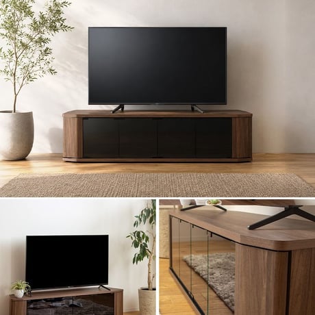 テレビ台 ローボード 65インチ 65型 対応 幅150cm コーナー対応 キャスター付き TV台 テレビボード TVボード ロータイプ ガラス扉 木製 棚 大容量 収納 おしゃれ 北欧 ブラウン