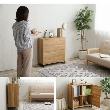 スクエア キャビネット 扉タイプ 幅73cm ホワイト ナチュラル 収納キャビネット キッチン 収納棚 キッチン収納 収納家具 キッチン収納棚 おしゃれ 台所 キッチン家具 ロータ
