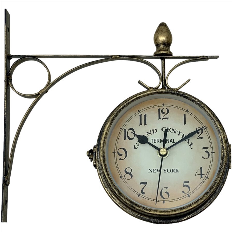 要問い合せ♥️英国風空間♥️アンティーク調　両面時計　店舗用品　ゴールド　白　黒 要問い合せ♥️英国風空間♥️アンティーク調 両面時計 店舗用品