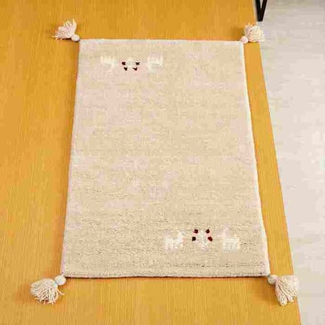 玄関マット 室内 50x80cm ミニラグ ホノカ 6色対応 玄関 ラグ おしゃれ 屋内 ウール100％ ラグマット ウールラグ 長方形 ギャッベ 手織り 防炎 オールシーズン シンプル 50×80