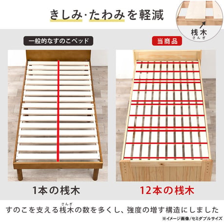 シングルミドルベッド MB-5166S すのこベッド シングル ミドル ベッド 幅98cm ロングサイズ 床面210cm 敷布団対応 天然木 棚付き 2口コンセント付 高さ３段階