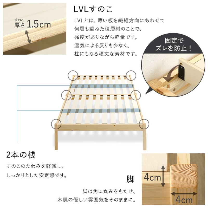 2分で完成！組立簡単ベッド ハイタイプ【Trans-トランズ-】(セミダブル