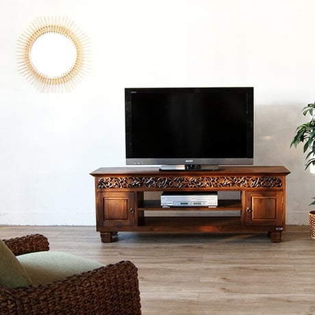 ローボード テレビ台 150cm幅 完成品 TV 収納 木製 チーク 無垢材 おしゃれ アジアン アンティーク ナチュラル インテリア テイスト 家具 リビング