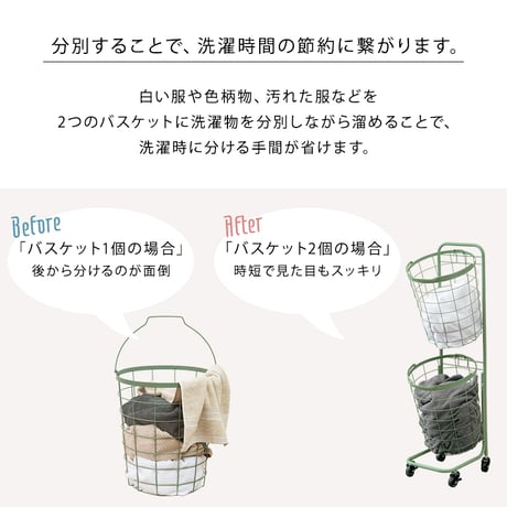 ランドリーバスケット ランドリーワゴン 2段 洗濯カゴ 丸型 角型 キャスター付き ランドリーラック かご カゴ 脱衣かご 洗濯かご ラック ランドリー収納 洗濯物入れ おしゃれ