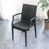 ガーデンチェア 屋外 肘掛け 1脚 アウトドア バーベキュー キャンプ ガーデン 庭 ラタンチェア テラス 黒 ブラック ダイニングチェア 椅子 ベランダ 椅子 北欧 西海岸 籐ラタン風 アジアン