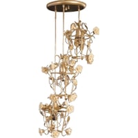 プリセスインテリア シャンデリア・3灯・ローズ陶花
