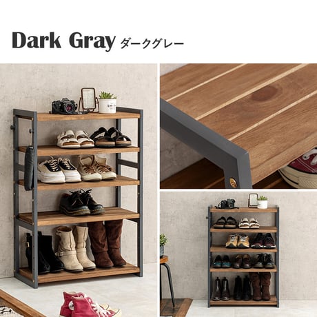 シューズラック MSS-6711 棚5段/ロータイプ 幅65×奥行28×高さ92cm ラック 可動棚 高さ調整 最大18足収納 フック2個付 天然木 サンダル ブーツ 靴 選べる1