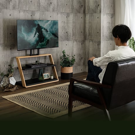 テレビスタンド 壁寄せ 32～55インチ対応 棚付き ハイタイプ 高さ3段階調節 棚板5段階調節 Z型 木目調 スチール 転倒防止ワイヤー付き 省スペース おしゃれ 北欧風 モダン テレビ台 TVス
