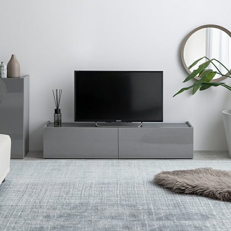 テレビ台 ローボード 扉収納 tv スリム 鏡面 石目調 リビング モダン 白 幅120 フラット ストーン 脚付き 2way 脚取り外し可能 可動棚 配線穴 コード隙間 AV機器