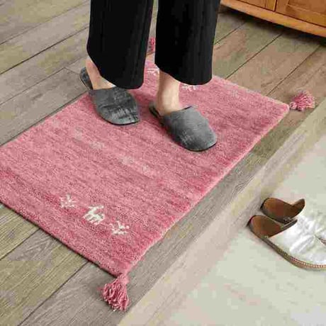 玄関マット 室内 50x80cm ミニラグ ホノカ 6色対応 玄関 ラグ おしゃれ 屋内 ウール100％ ラグマット ウールラグ 長方形 ギャッベ 手織り 防炎 オールシーズン シンプル  50×8