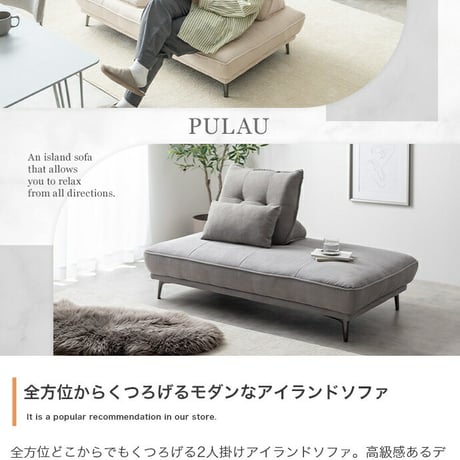 ソファ アイランドソファ 2人掛けソファ ローソファ 2点セット 背もたれ付き クッション 組立簡単 脚取り外し可能 コンパクト 小さめ 低め I字 2P リビング サロン 高級感 店舗 待合室 ごろ