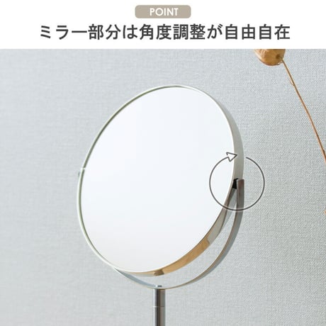 ウッドベース 両面卓上ミラー Lサイズ ロング AC-6L 卓上ミラー 卓上鏡 ミラー 鏡 メイク鏡 化粧鏡 メイクミラー 卓上 デスク上 テーブル上 拡大鏡 2倍鏡 角度調節 木製 北欧風 ナチュ