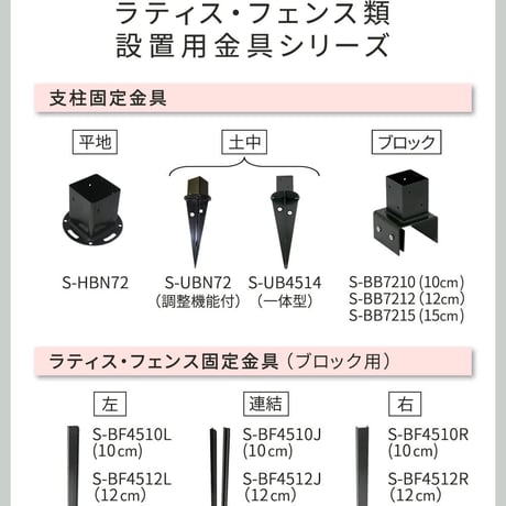 ラティス・フェンス支柱固定金具ブロック用15cm 1個 S-BB7215