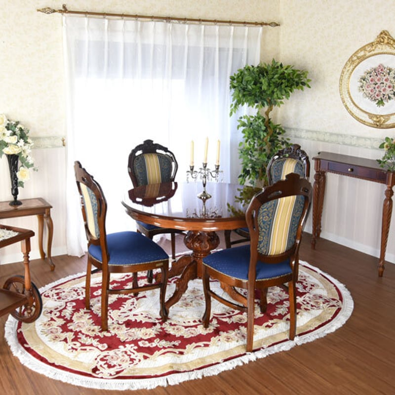 イタリア家具 アンティーク調 猫脚 ダイニングテーブルセット 4人掛け