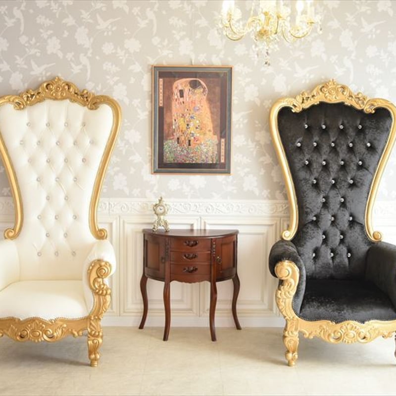 椅子 チェア ソファ 脚付 ロココ ゴールド 女王様の椅子 幅93cm