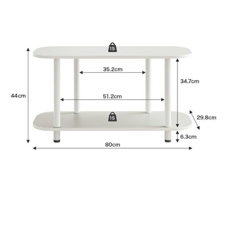 パラム オープンラック オープンシェルフ 本棚 可愛い 韓国インテリア 丸い 収納 高さ44cm テレビ台 ロータイプ テレビボード 組立簡単 工具不要 2段 アジャスター 間仕切り パーテーション
