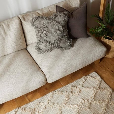 クッションカバー 45×45cm ウール モロッカン かわいい オシャレ 綿 ベニワレン 韓国 北欧 グレー 正方形 カバー 座布団カバー