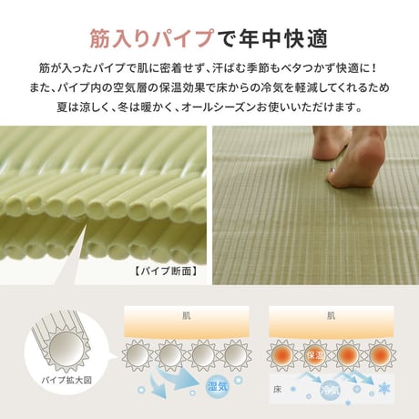 洗えるい草風カーペット　四条(しじょう)　団地間6畳