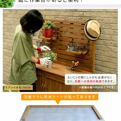 天然木 パネル付き収納庫80  倉庫 屋外 室内 ガーデン コンテナ ベランダ 木製 作業棚 吊り棚