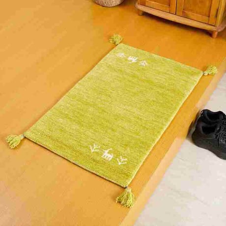 玄関マット 室内 50x80cm ミニラグ ホノカ 6色対応 玄関 ラグ おしゃれ 屋内 ウール100％ ラグマット ウールラグ 長方形 ギャッベ 手織り 防炎 オールシーズン シンプル  50×8